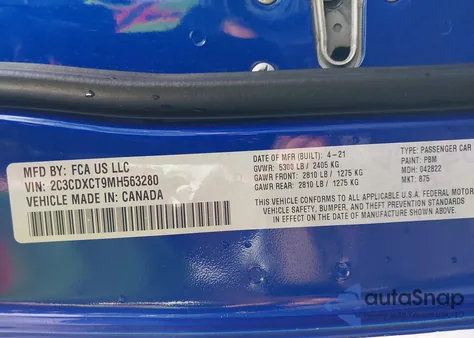 2021 Dodge Charger R/T Rwd z USA, uszkodzony, nr VIN 2C3CDXCT9MH563280